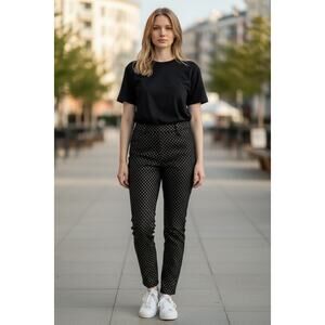 Old Navy Black Pants with Gold Foil Dots Size 14 Pixie High Rise NWT